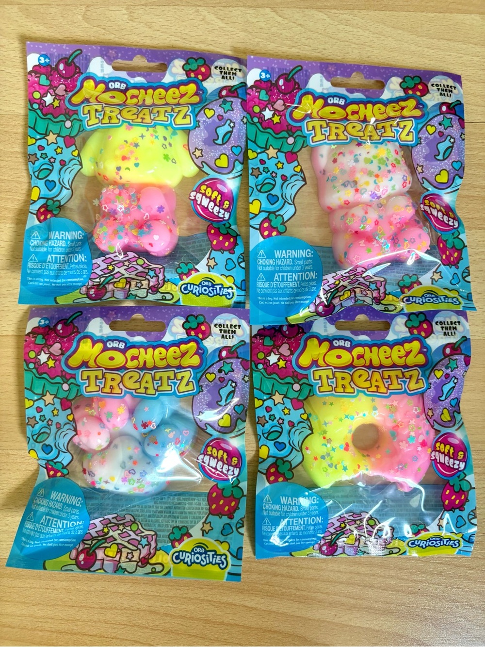 Set of 4 Taba Squishys Dog Cat PawPrint Donut | Sensory ORB Mocheez Treatz *NEW*